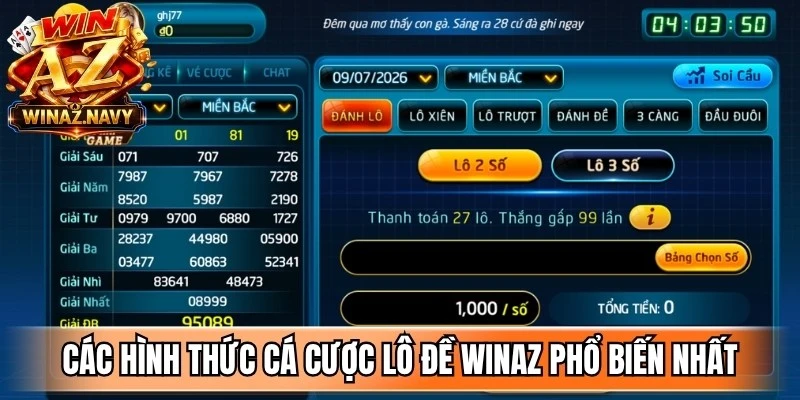 Các hình thức cá cược lô đề WinAZ phổ biến nhất tính đến hiện tại